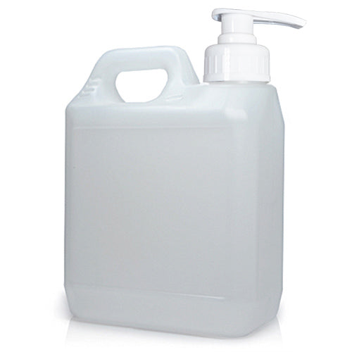 1 Litre Natural Plastic Jerry Can & 38mm White Lotion Pump