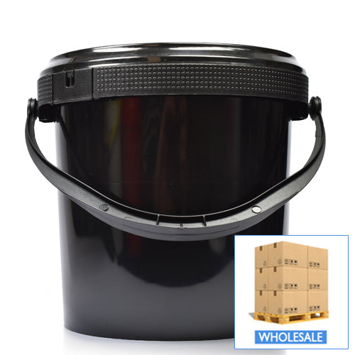 1L Black Bucket With Black Handle & T/E Lid (Wholesale)