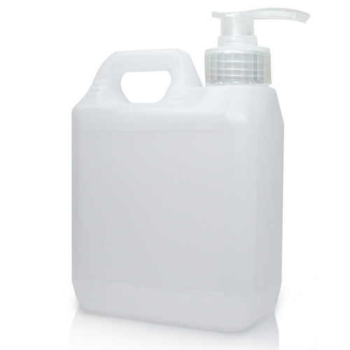 1 Litre Natural Plastic Jerry Can & 38mm Natural Lotion Pump