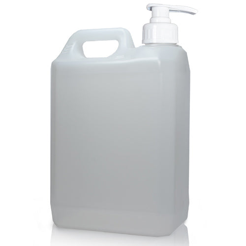 2.5 Litre Natural Plastic Jerry Can & 38mm White Lotion Pump