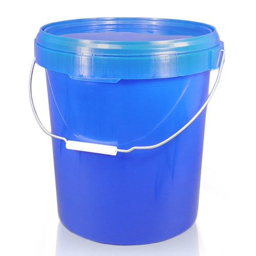 20.5 Litre Blue Plastic Bucket With Metal Handle And T/E Lid (D)