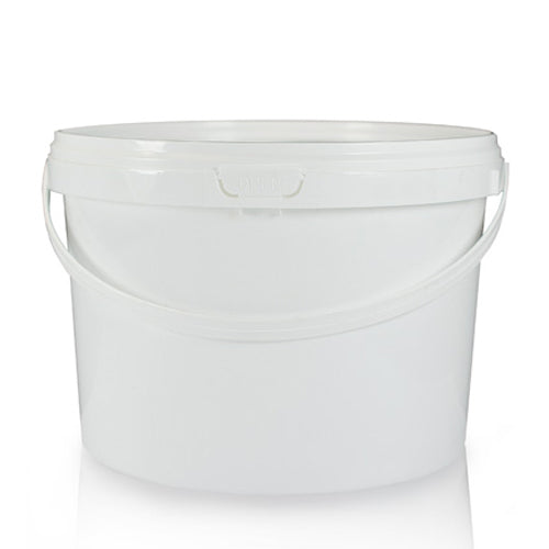 2.5 Litre White PP Plastic Bucket With Plastic Handle And T/E Lid (P)