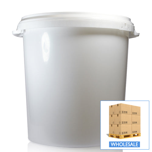 30 Litre White Plastic Bucket With Side Grips & Lid (Wholesale)