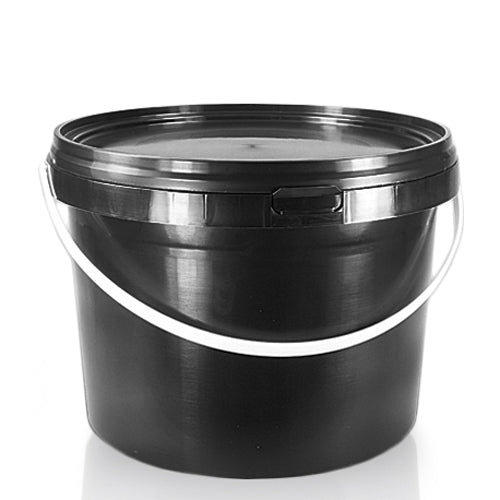 5 Litre Black Plastic Bucket With Handle And T/E Lid (D)