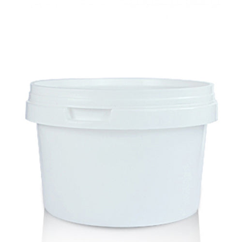 500ml White Round Plastic Pot (MF) With Lid