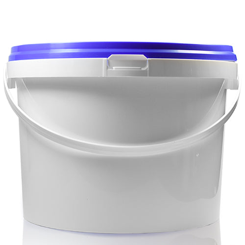 5 Litre White Plastic Bucket With Handle And Blue T/E Lid