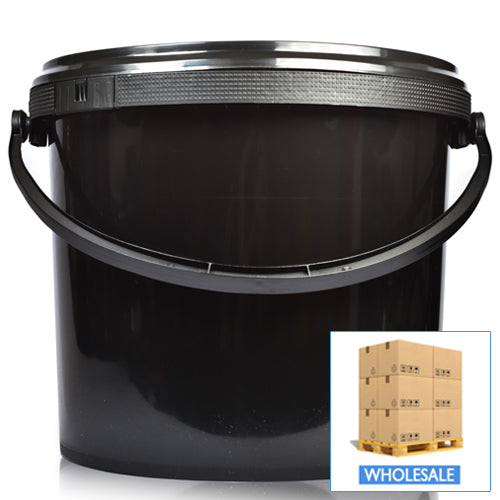 5L Black Bucket With Black Handle & T/E Lid (Wholesale)
