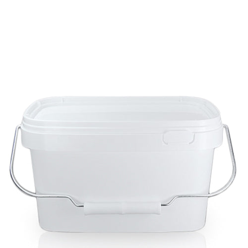 2.5 Litre Plastic Rectangular Bucket With Metal Handle & T/E Lid (D)